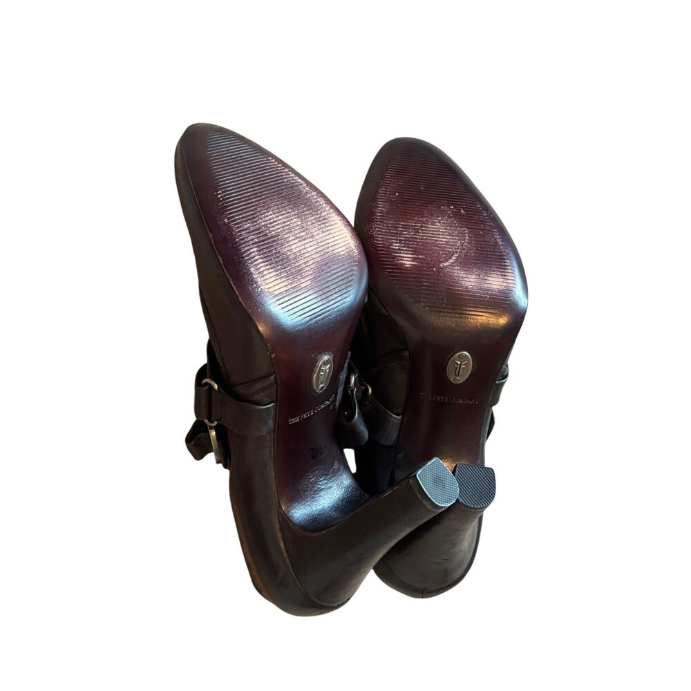 Frye Black Leather Strappy Heeled Ankle Boots - Picture 9 of 11